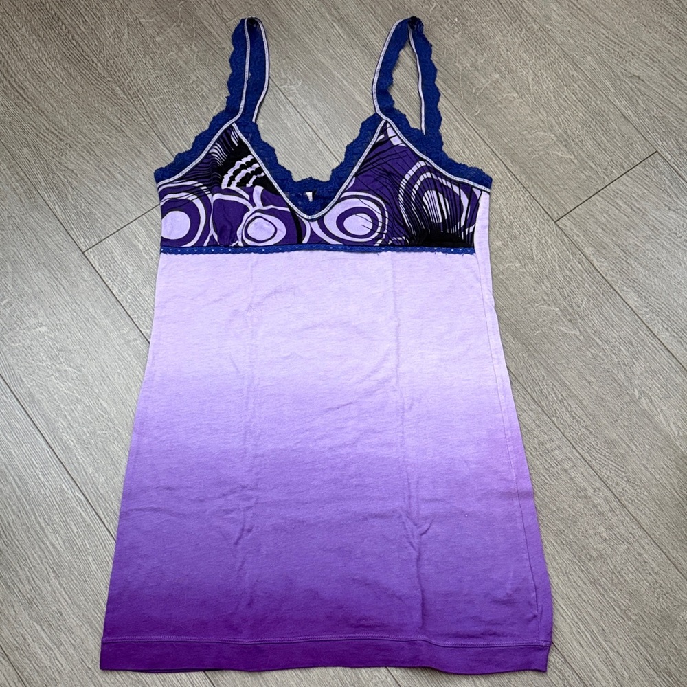 Vintage Custo Barcelona Y2K Ombre Concentric Circle Lace Tank